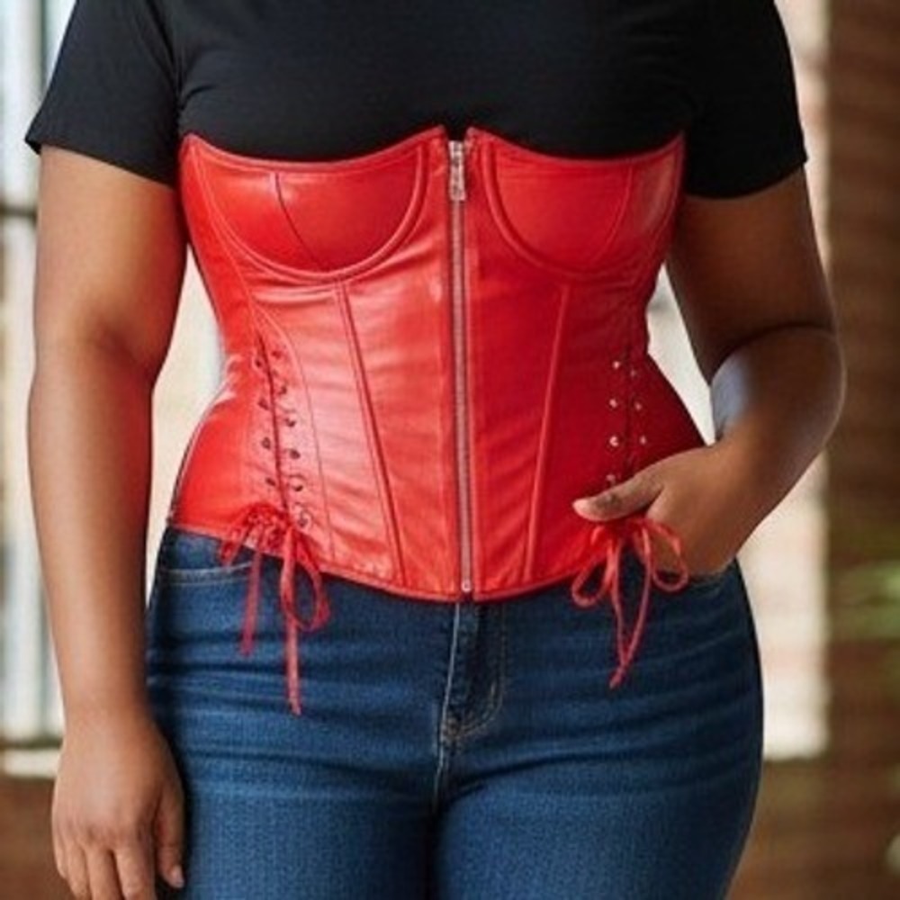 2 Piece Set Faux Leather Corset & Pleated Mini Skirt Set Lace Up.
Halloween